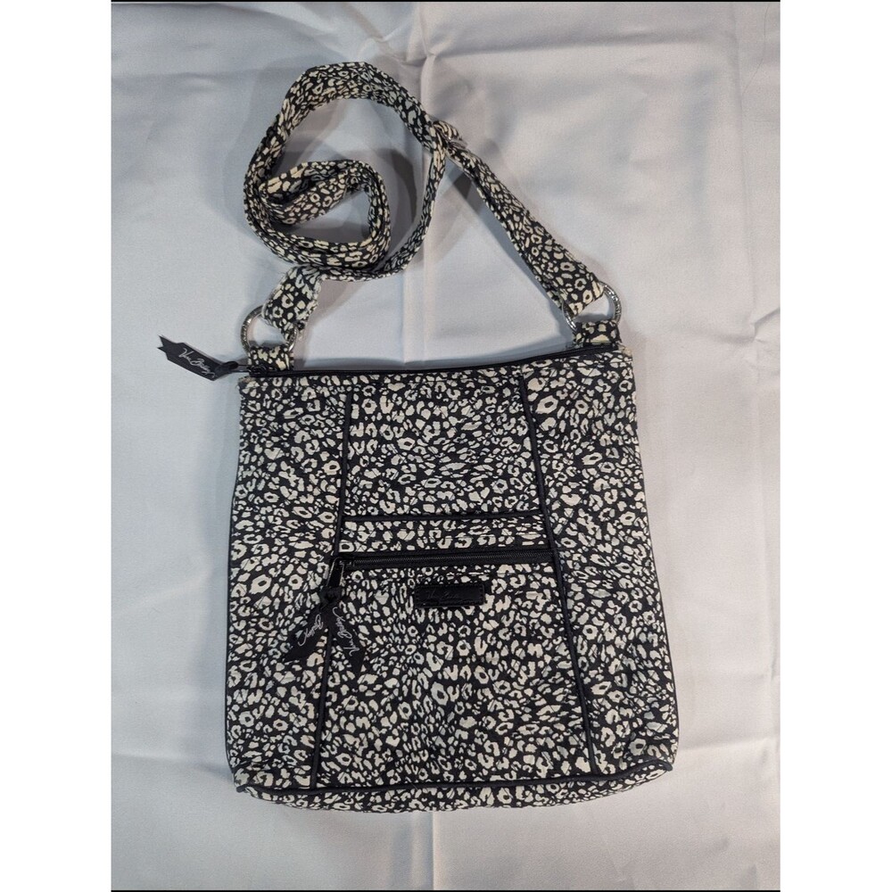 Vera Bradley Black & White Leopard Print "CamoCat" Crossbody Bag
